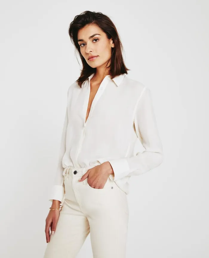 AG Jeans Shiela White Cream Women Tops and Shirts