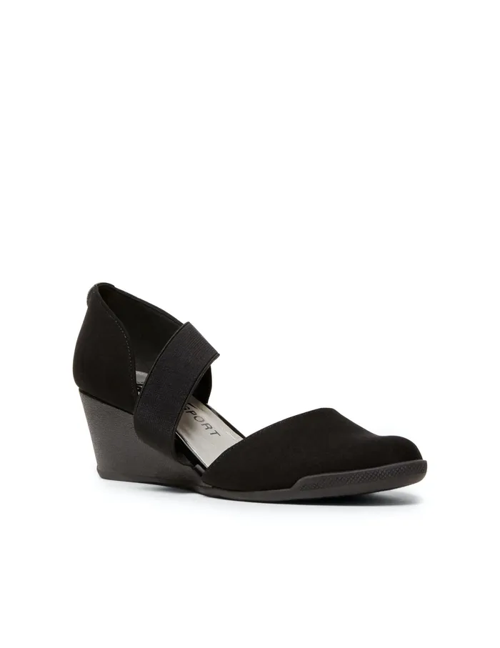 Anne Klein Tara Strap D039Orsay Wedge Black Multi Fabric Women Shoes
