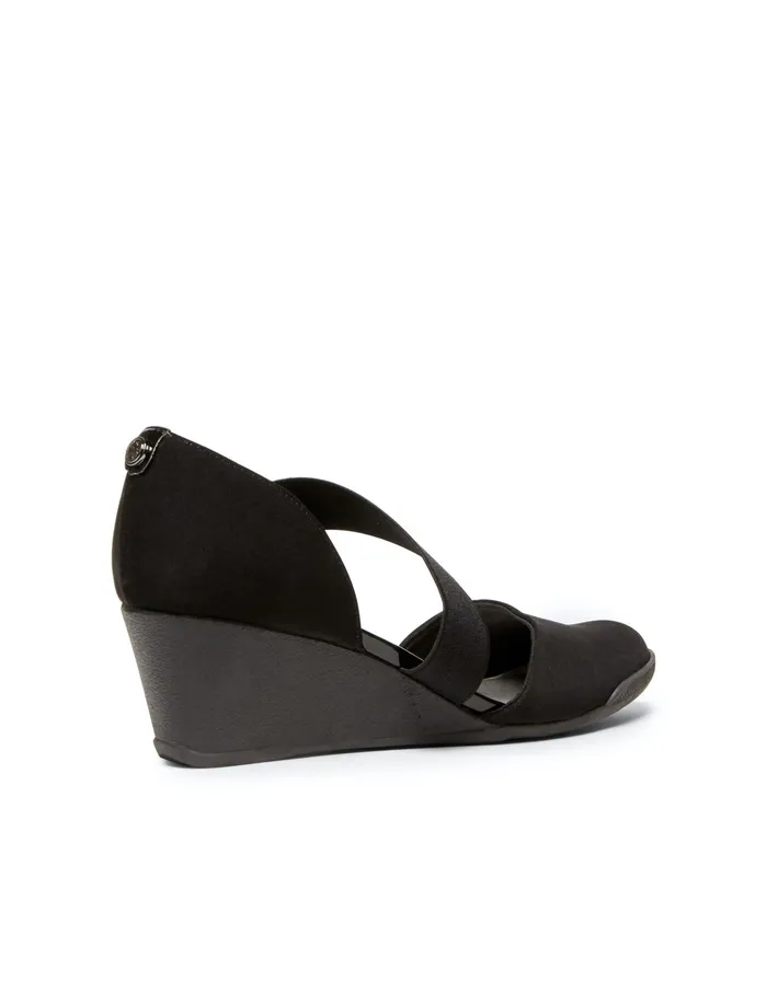 Anne Klein Tara Strap D039Orsay Wedge Black Multi Fabric Women Shoes