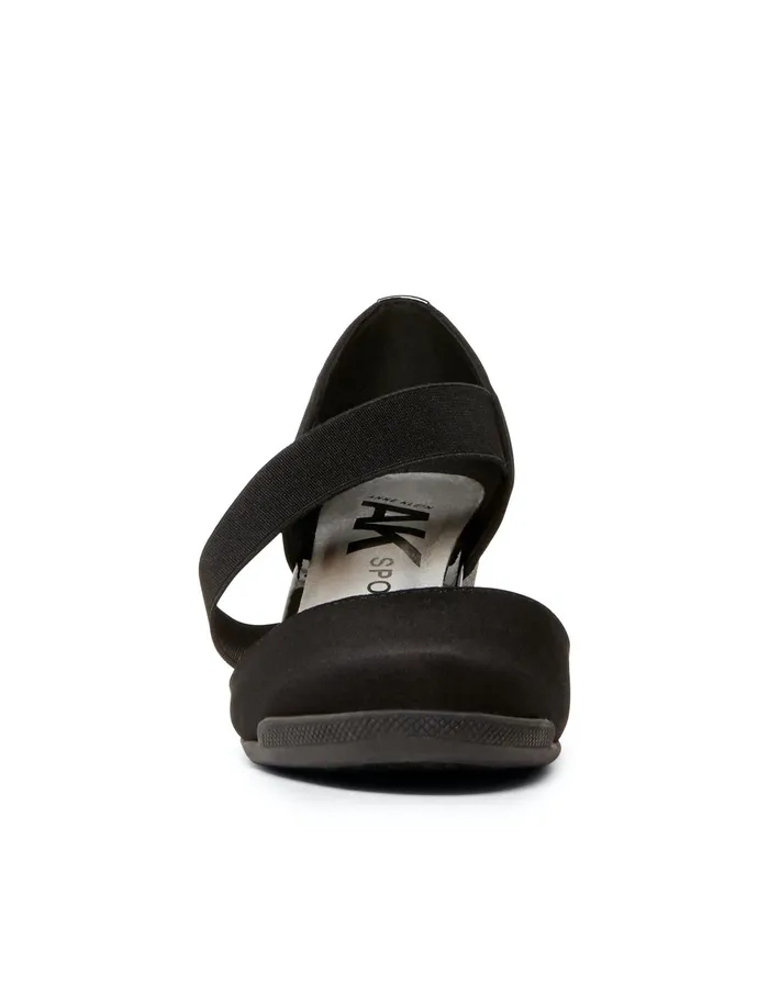 Anne Klein Tara Strap D039Orsay Wedge Black Multi Fabric Women Shoes