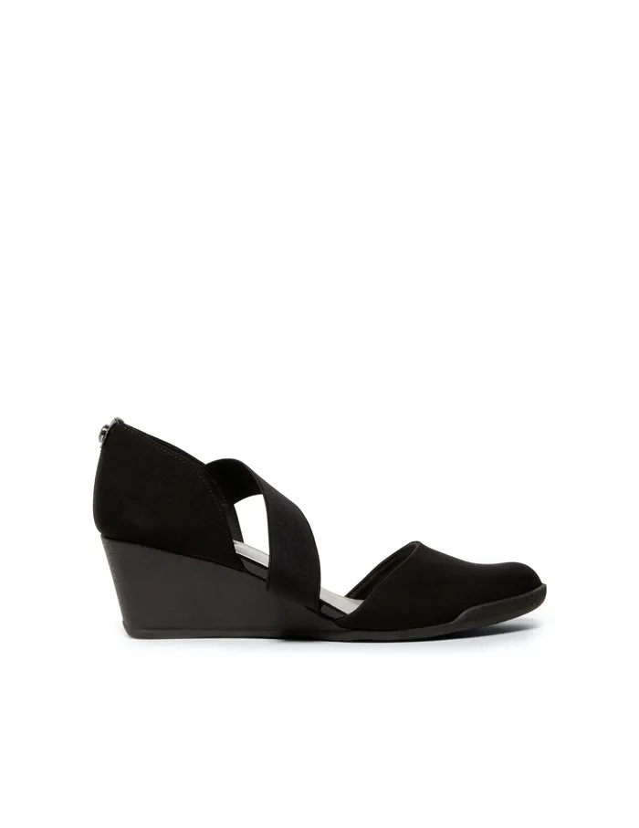 Anne Klein Tara Strap D039Orsay Wedge Black Multi Fabric Women Shoes