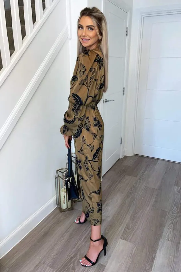 AX Paris Multi Floral Printed Elasticated Sleeve Jumpsuit Jumpsuits And Playsuits