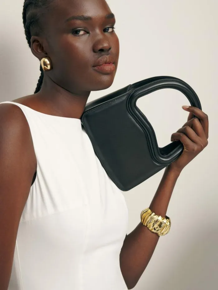 Bags The Reformation Mini Luciana Frame Handle Black Leather