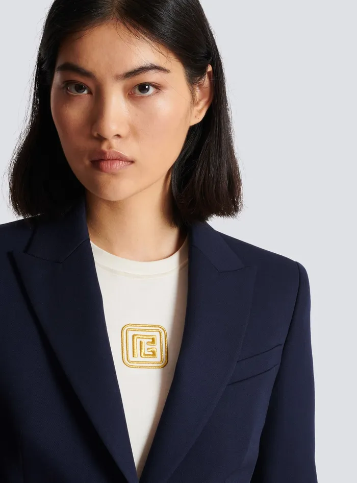 Balmain Jackets And Blazers Women Onebutton Wool Blazer Navy