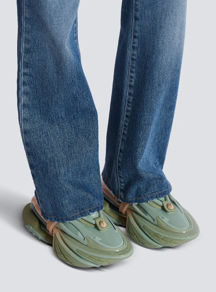 Balmain Sneakers Women Unicorn Trainers In Neoprene And Calfskin Green