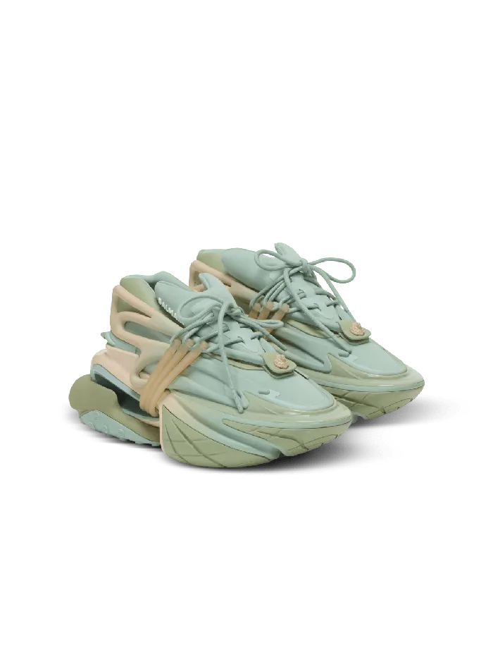 Balmain Sneakers Women Unicorn Trainers In Neoprene And Calfskin Green