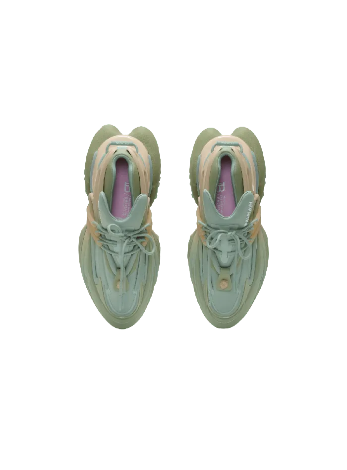 Balmain Sneakers Women Unicorn Trainers In Neoprene And Calfskin Green