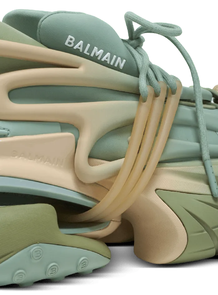 Balmain Sneakers Women Unicorn Trainers In Neoprene And Calfskin Green