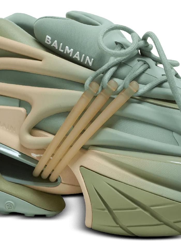 Balmain Sneakers Women Unicorn Trainers In Neoprene And Calfskin Green