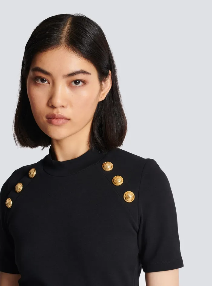 Balmain TShirts Women 6button Knit Tshirt Black