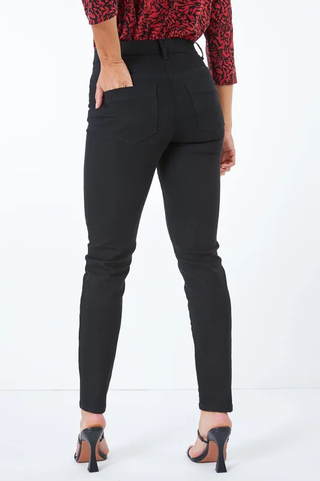 Black Petite Stretch Denim Elastic Waist Jegging Women Roman Coords