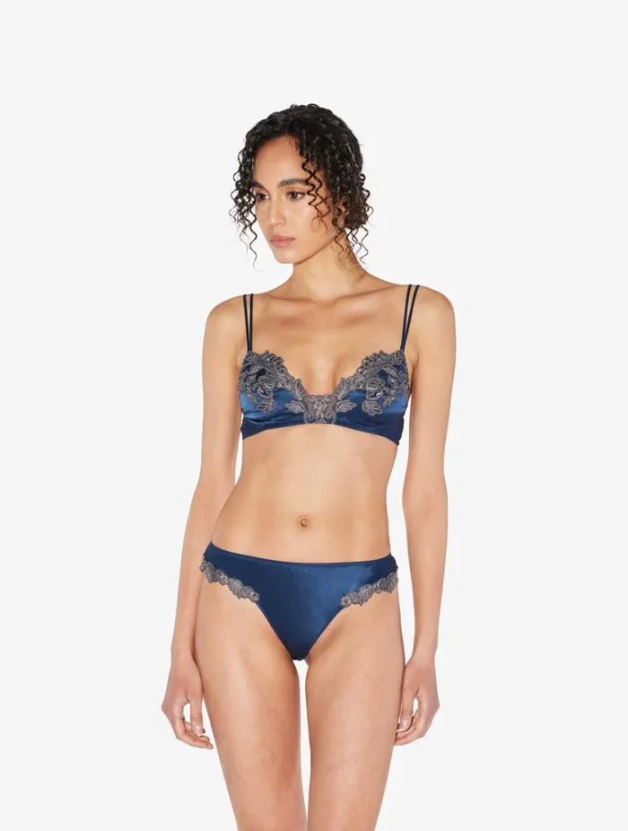 Blue Silk Triangle Bra With Frastaglio Lingerie La Perla Triangle