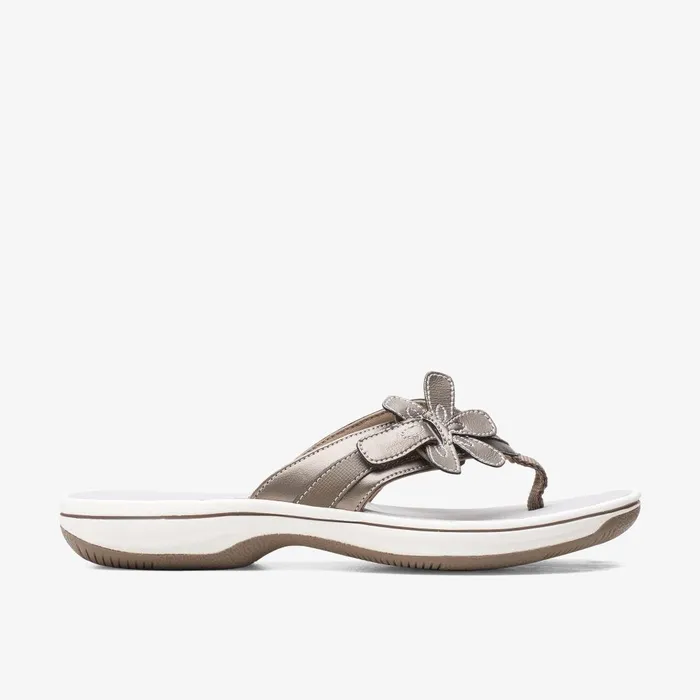 Brinkley Flora Pewter Women Clarks Sandals and Flip Flops