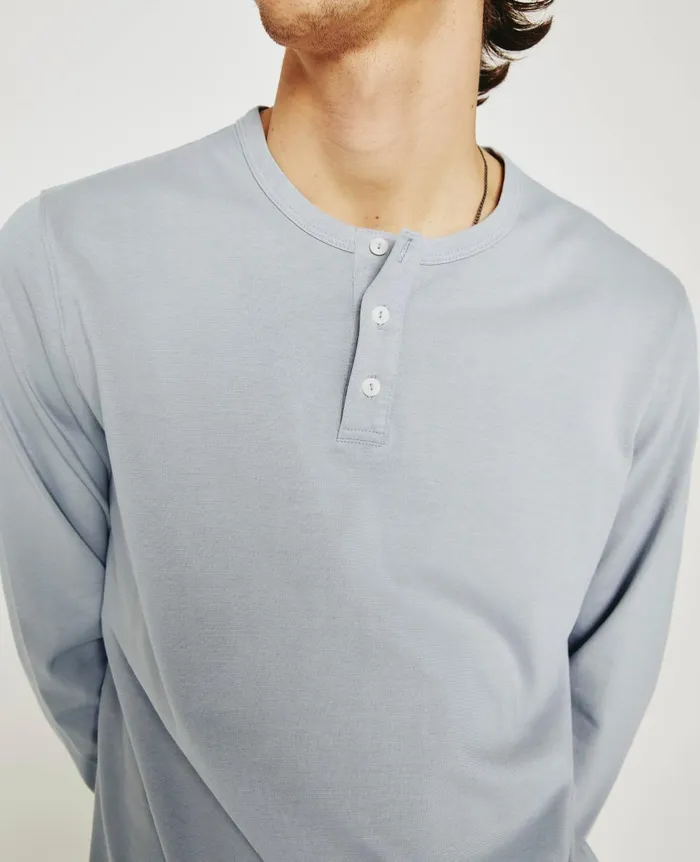 Bryce Long Sleeve Henley White Sands Men AG Jeans Tees