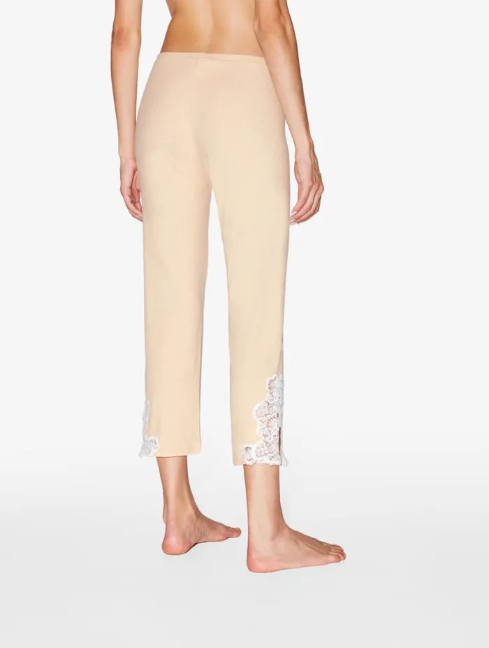 Cashmere Blend Ribbed Trousers In Halo With Frastaglio Sleepwear La Perla Pajamas