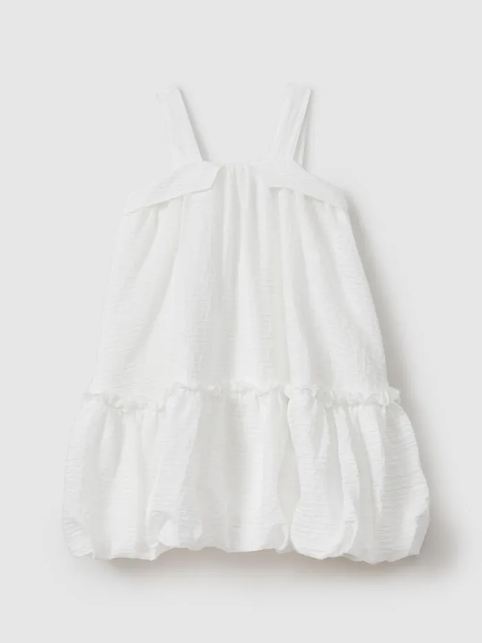 Children Reiss Dresses Emeri Seersucker Bubble Hem Dress Ivory