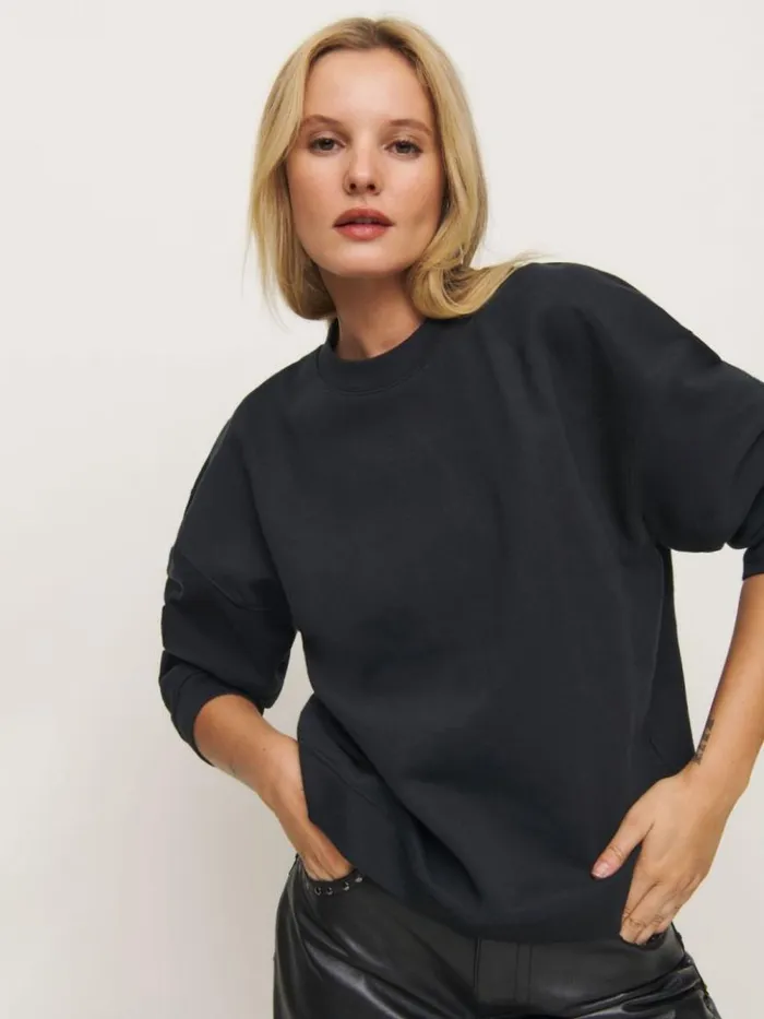 Clothing The Reformation Emma Classic Crewneck Sweatshirt Black