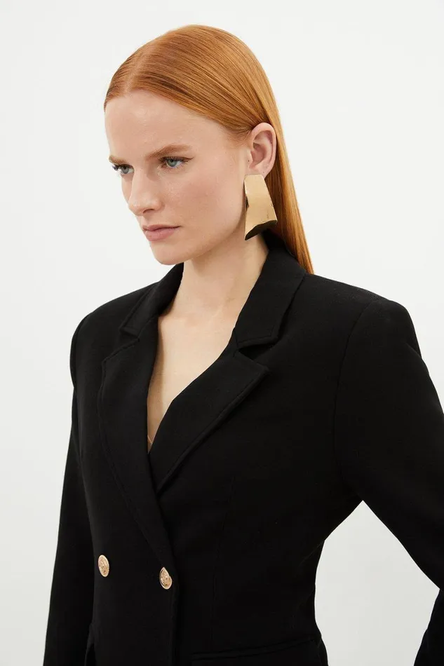 Coats and Jackets Women Karen Millen Compact Essential Tailored Double Breasted Blazer Black