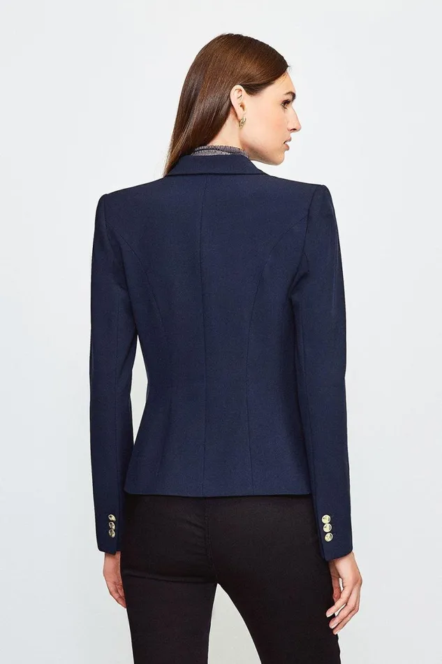 Coats and Jackets Women Karen Millen Tailored Button Military Blazer Navy