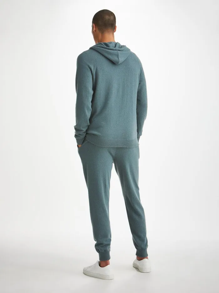 Derek Rose Hoodie Finley Cashmere Teal Men Hooded Tops