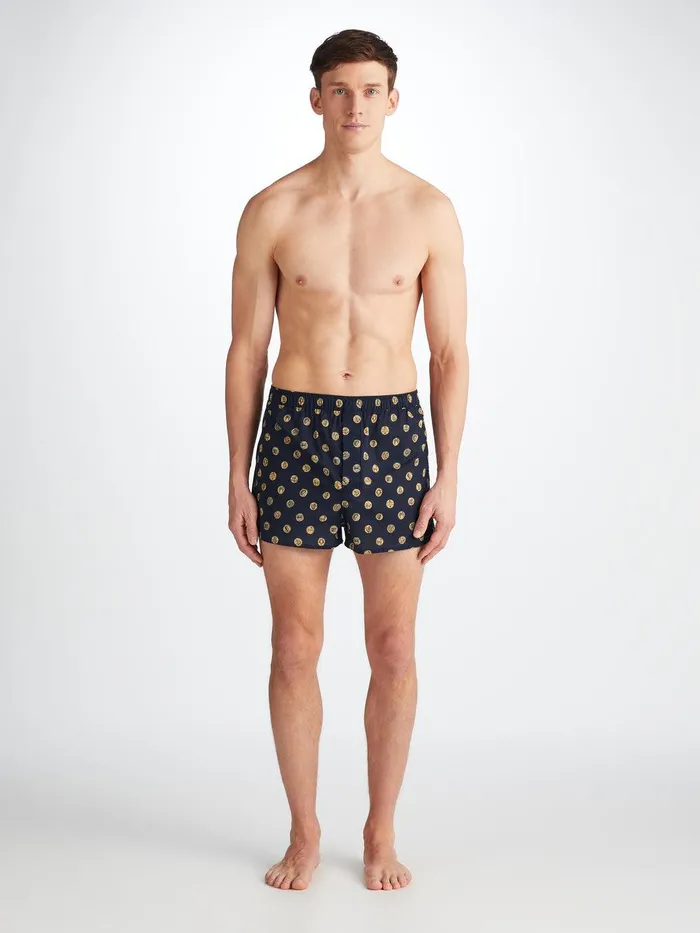Derek Rose Modern Fit Boxers Ledbury 78 Cotton Batiste Navy Men Modern Fit Boxer Shorts