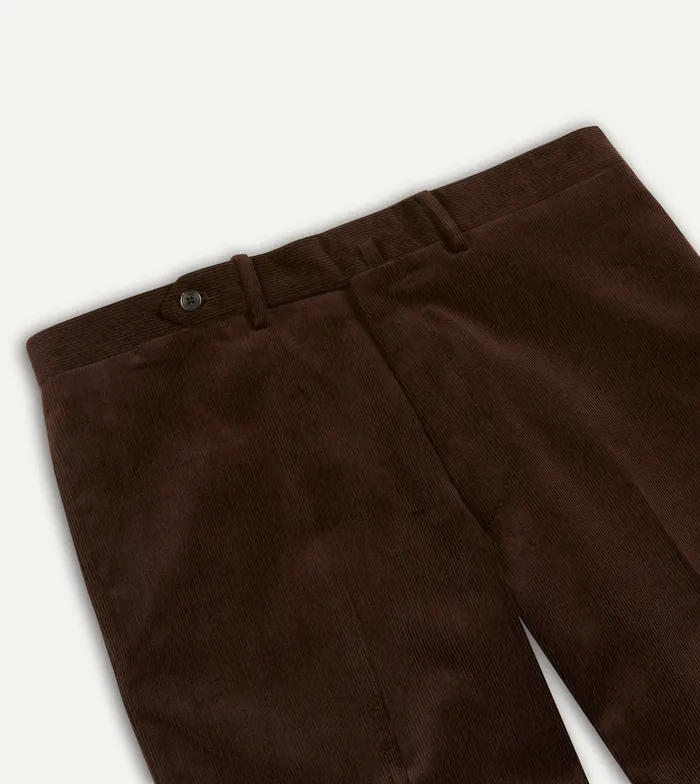 Drake039s Brown MidWale Corduroy Flat Front Trouser Men Trousers
