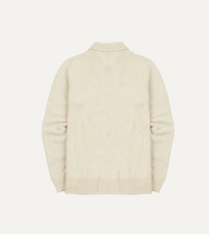 Drake039s Ecru Silk Ribbed Integral Collar Jumper Men Knitwear