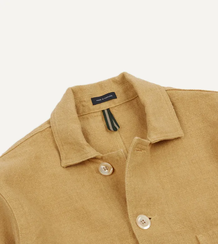 Drake039s Sand Linen FivePocket Chore Jacket Men Coats and Jackets