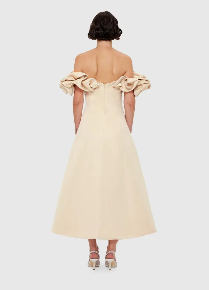 Dresses and Jumpsuits Women LEO LIN Annie Off Shoulder Frill Midi Dress 8211 Champagne