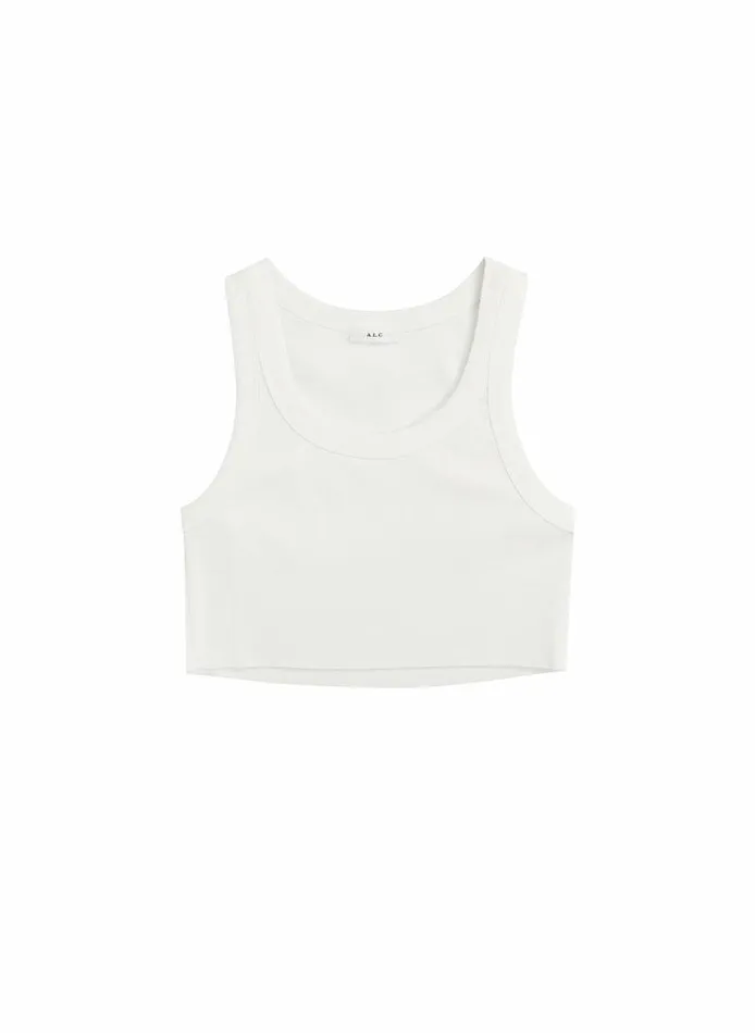 Dresses Women ALC Halsey Cropped Cotton Rib Tank White Dresses Women ALC Halsey Cropped Cotton Rib Tank White