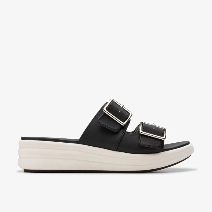 Drift Buckle Black Women Clarks Sandals and Flip Flops