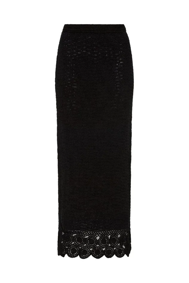 Faithfull The Brand Skirts and Shorts Lula Handmade Crochet Skirt Black 8211 Final Sale 8211 Women