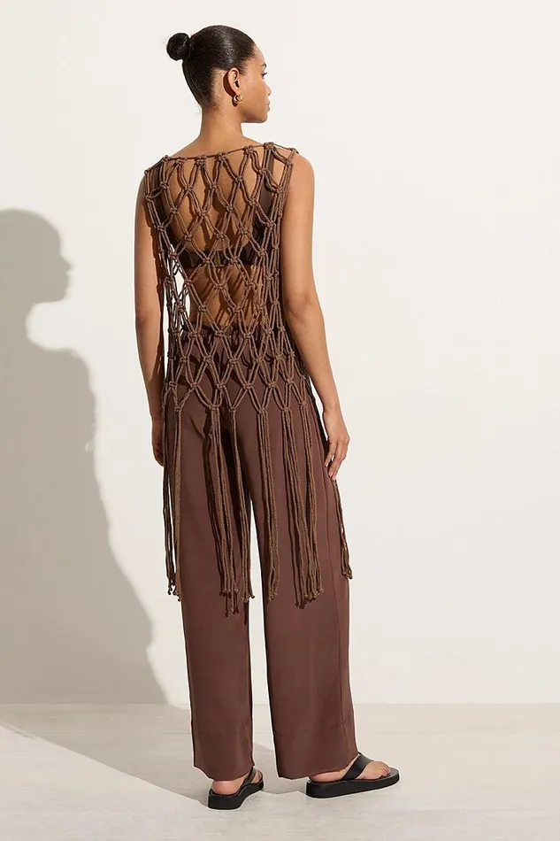 Faithfull The Brand Tops Amlia Macrame Tunic Mocha 8211 Final Sale 8211 Women