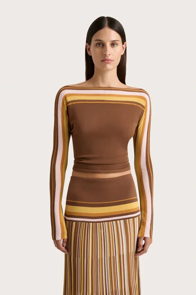 Faithfull The Brand Tops Citara Long Sleeve Top Cocoa 8211 Women Faithfull The Brand Tops Citara Long Sleeve Top Cocoa 8211 Women