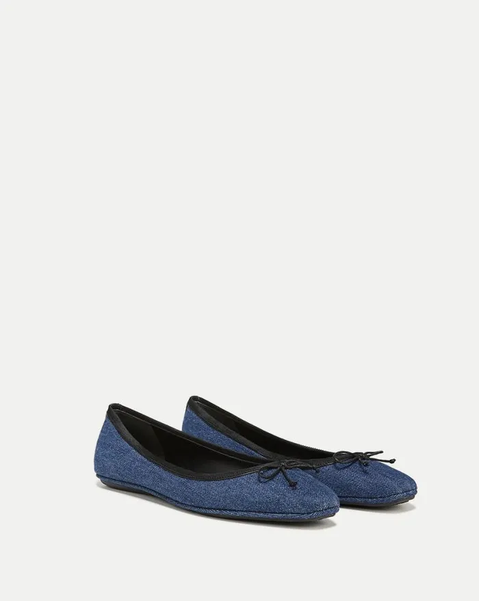 Flats and Loafers Shop Veronica Beard Beatrix Denim Ballet Flat Blue