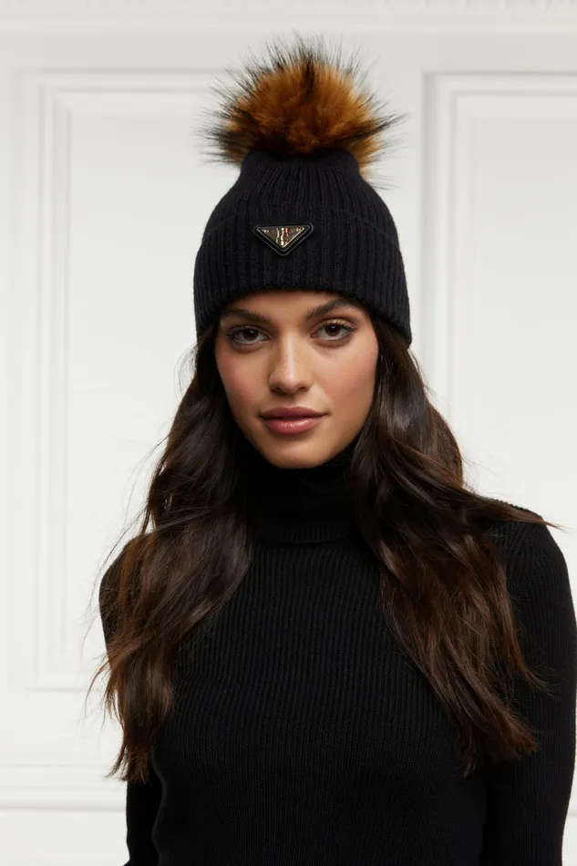 Holland Cooper Burghley Bobble Hat Black Women Hats and Headbands Holland Cooper Burghley Bobble Hat Black Women Hats and Headbands