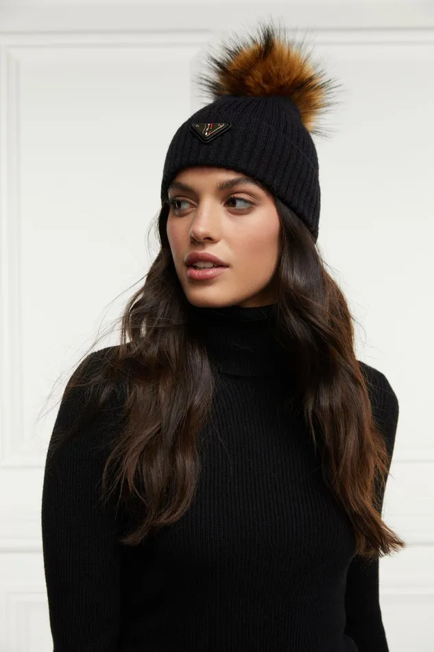 Holland Cooper Burghley Bobble Hat Black Women Hats and Headbands Holland Cooper Burghley Bobble Hat Black Women Hats and Headbands