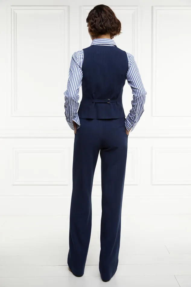 Holland Cooper Hampton Waistcoat Navy Linen Women Tailoring Holland Cooper Hampton Waistcoat Navy Linen Women Tailoring