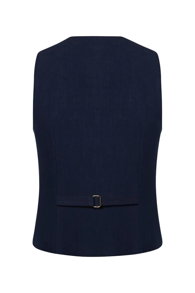 Holland Cooper Hampton Waistcoat Navy Linen Women Tailoring Holland Cooper Hampton Waistcoat Navy Linen Women Tailoring