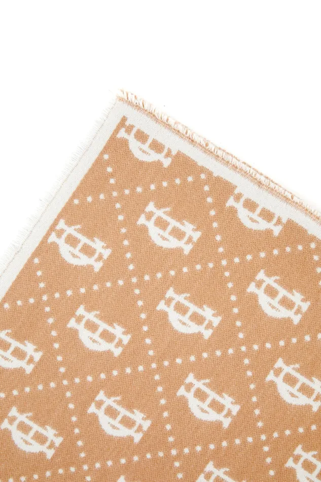 Holland Cooper Lightweight Monogram Scarf Camel Cream Women Blanket