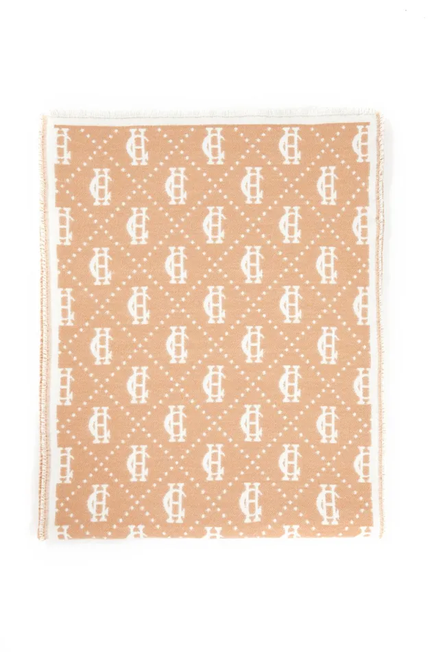 Holland Cooper Lightweight Monogram Scarf Camel Cream Women Blanket