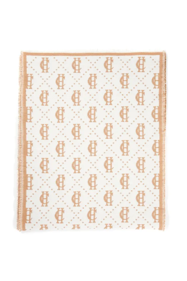 Holland Cooper Lightweight Monogram Scarf Camel Cream Women Blanket