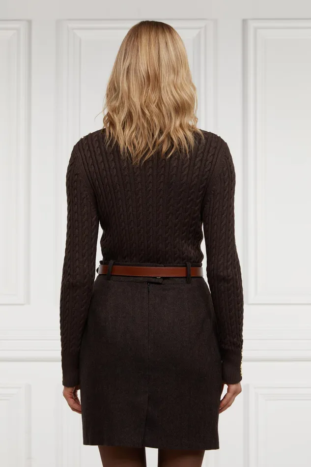 Holland Cooper Regency Skirt Chocolate Herringbone Women Tailoring Holland Cooper Regency Skirt Chocolate Herringbone Women Tailoring