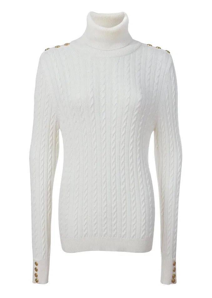 Holland Cooper Seattle Roll Neck Cable Knit Winter White Women Knitwear Holland Cooper Seattle Roll Neck Cable Knit Winter White Women Knitwear
