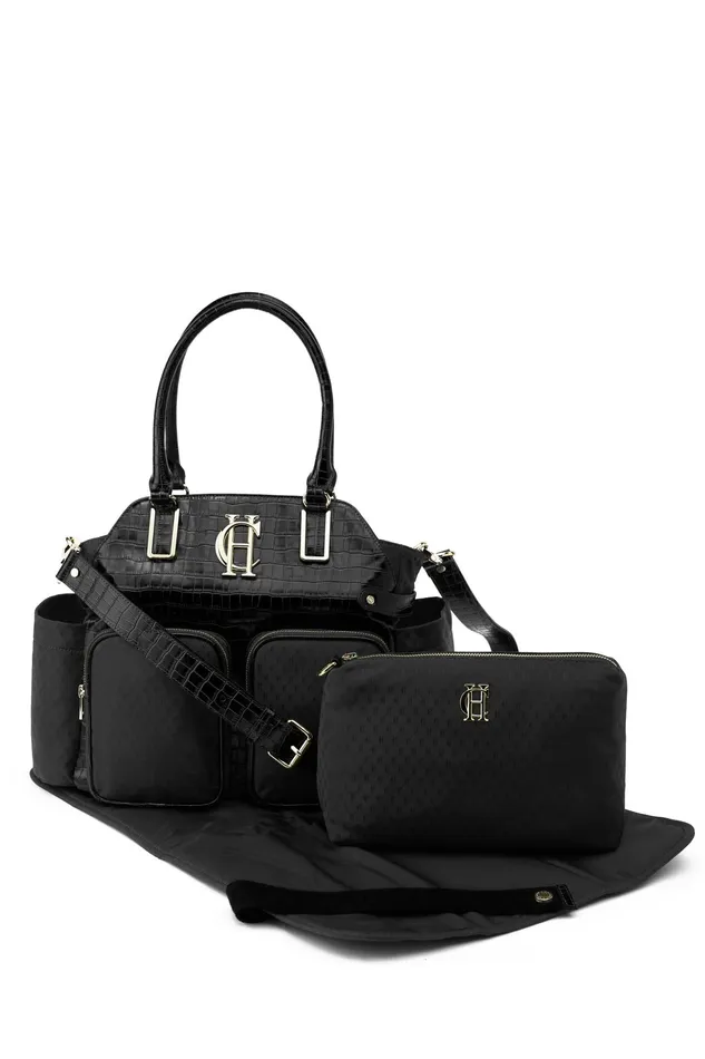 Holland Cooper Thames Changing Bag Black Monogram Women Baby Changing Bags