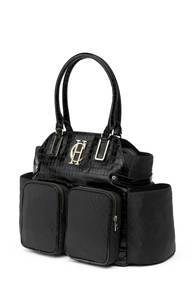Holland Cooper Thames Changing Bag Black Monogram Women Baby Changing Bags