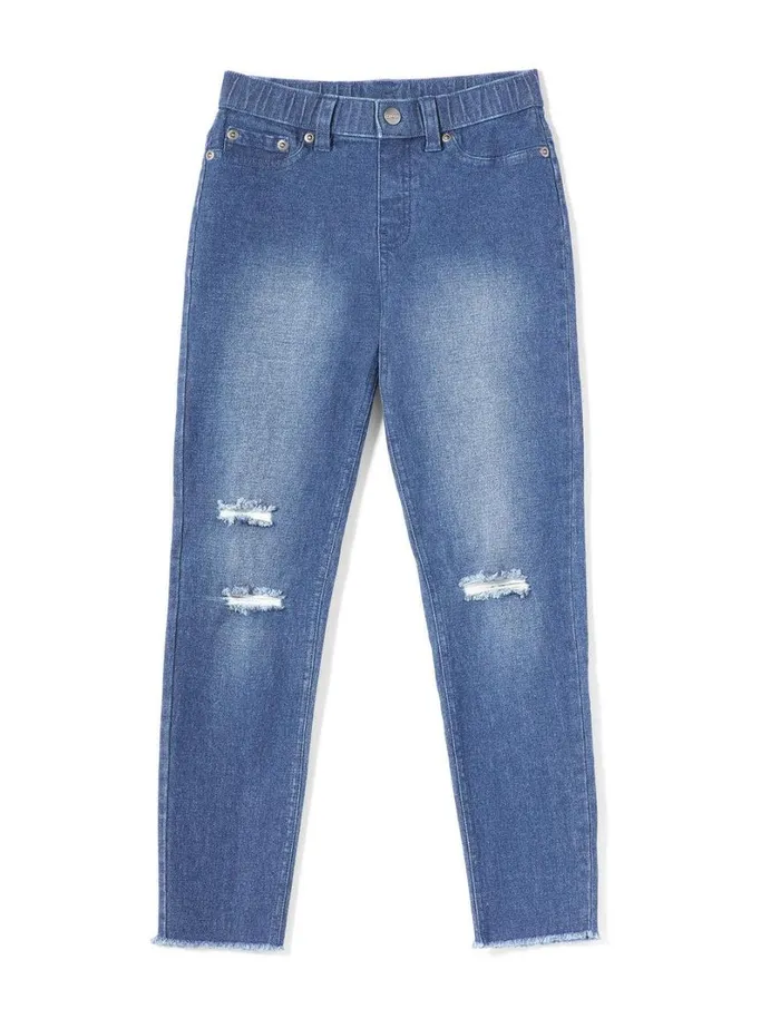 Hue Ripped Knee Denim Leggings Medium Wash Girls Girls