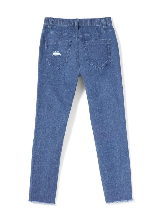Hue Ripped Knee Denim Leggings Medium Wash Girls Girls