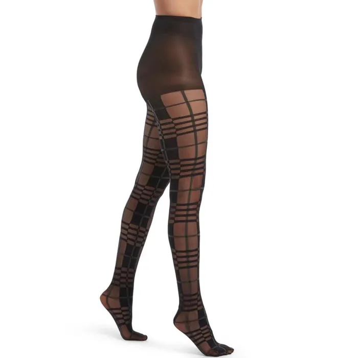 Hue Sheer Plaid Tights Black Women Fashion