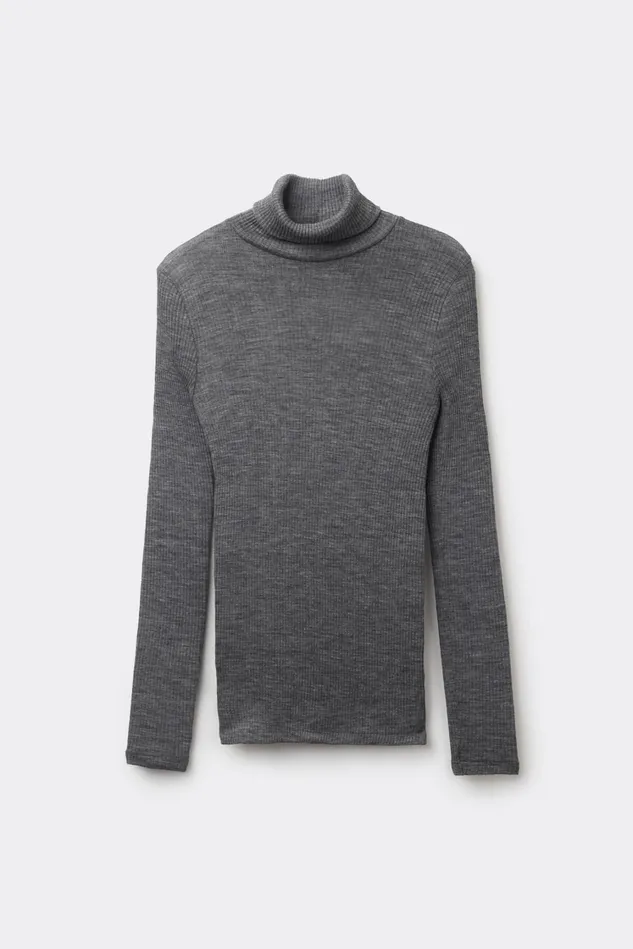 Intimissimi Long Sleeve Tops Women LongSleeve HighNeck Tubular Top In Wool And Silk Grey 7481 8211 Aluminium Grey Blend